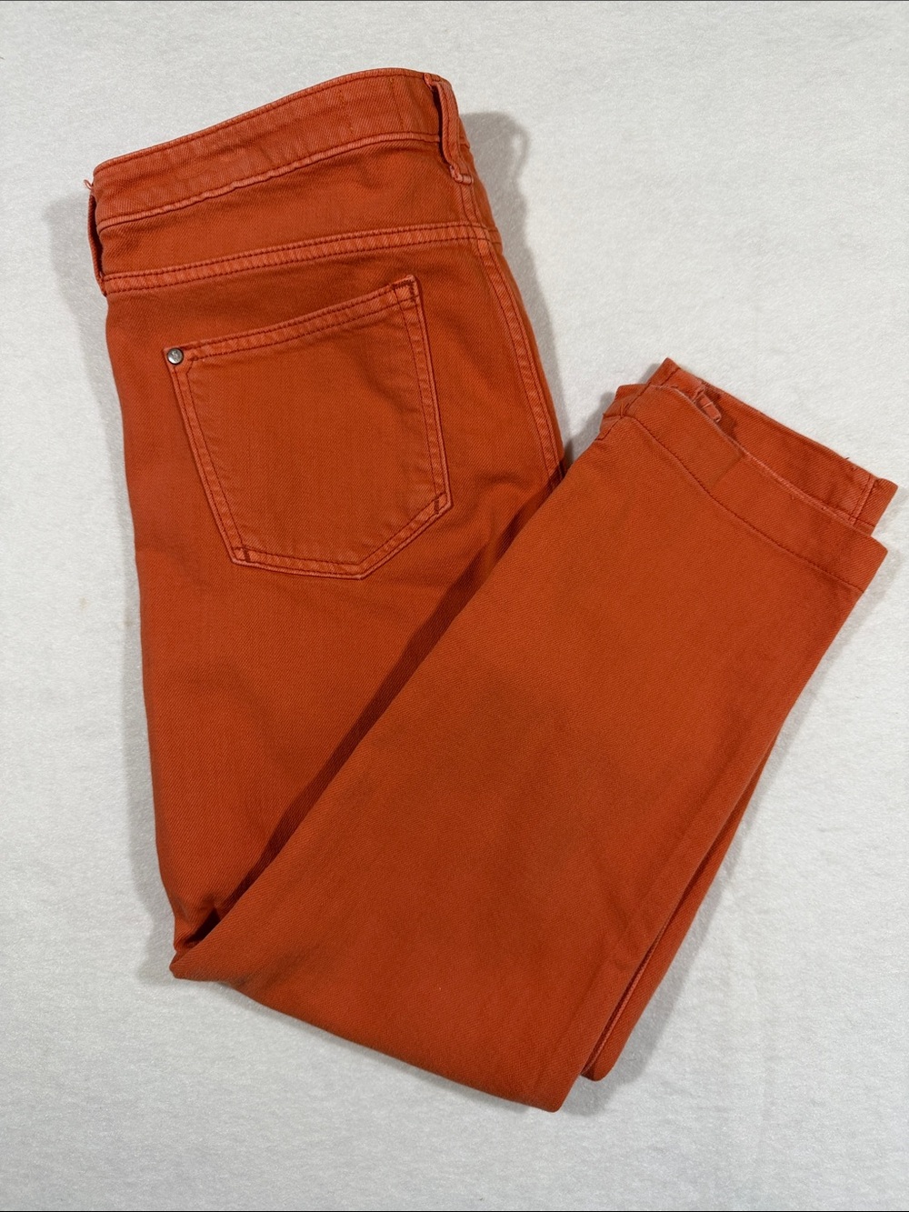 Pilcro and the Letterpress Bright Orange Cropped Skinny Jeans